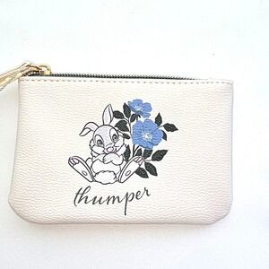Disney Primark Bambi Thumper Coin Purse Cream Faux Leather Zip Pouch New